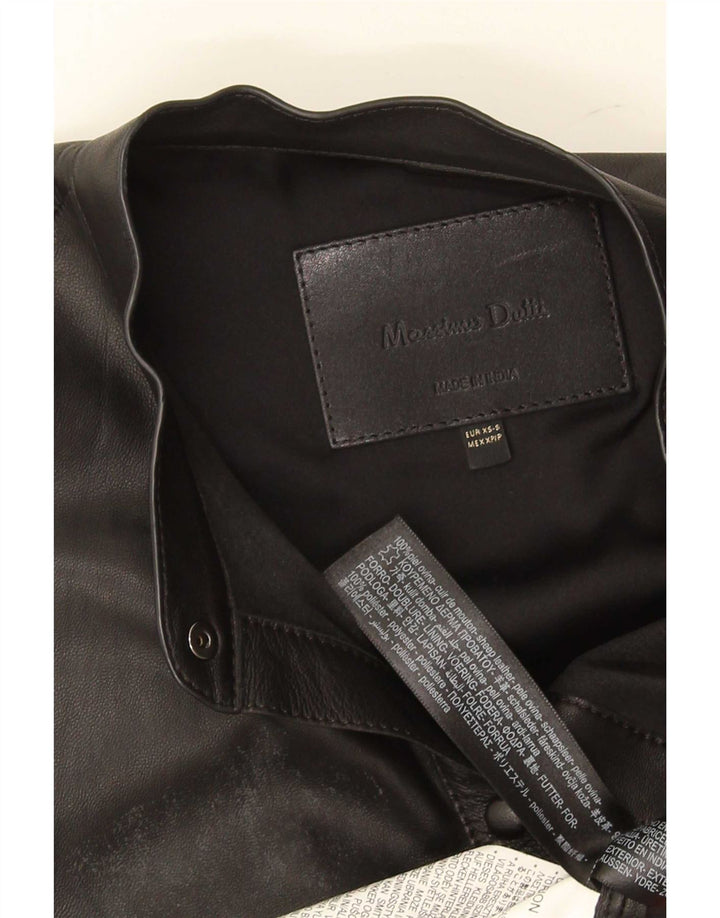 Massimo Dutti Γυναικείο Υπερμεγέθη Δερμάτινο Πουκάμισο UK 6 XS Μαύρο Δερμάτινο