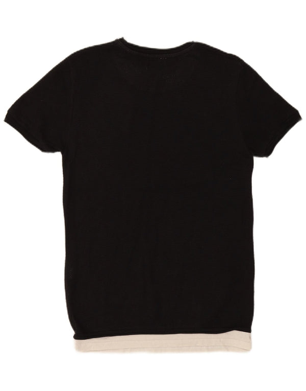 ZARA Mens T-Shirt Top Medium Black Cotton