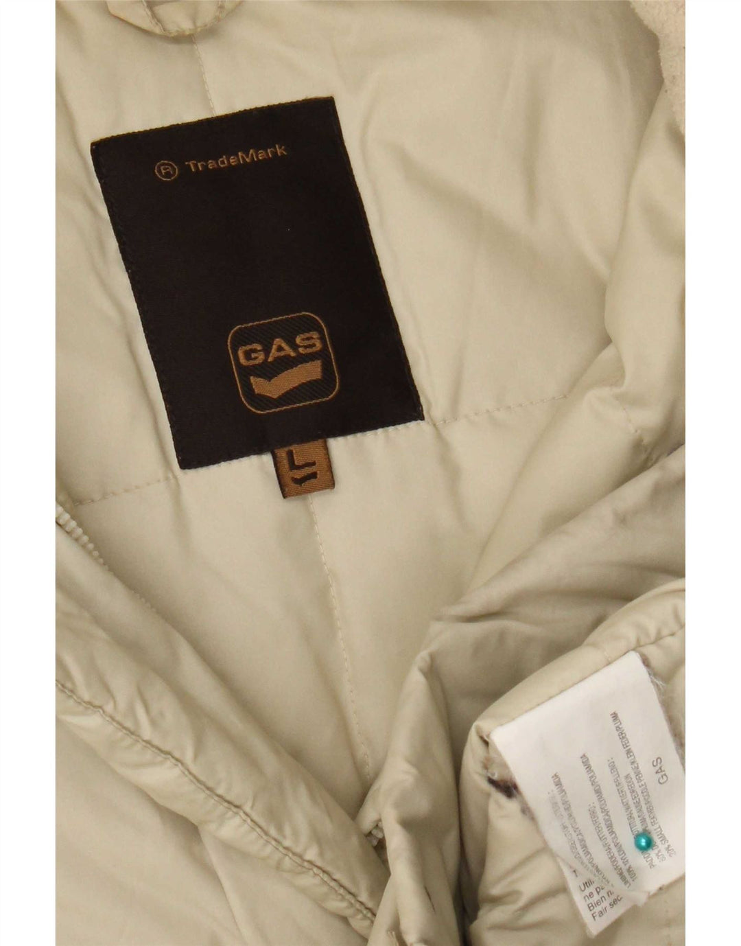 Γυναικείο μπουφάν με κουκούλα Gas UK 14 Large Beige Nylon