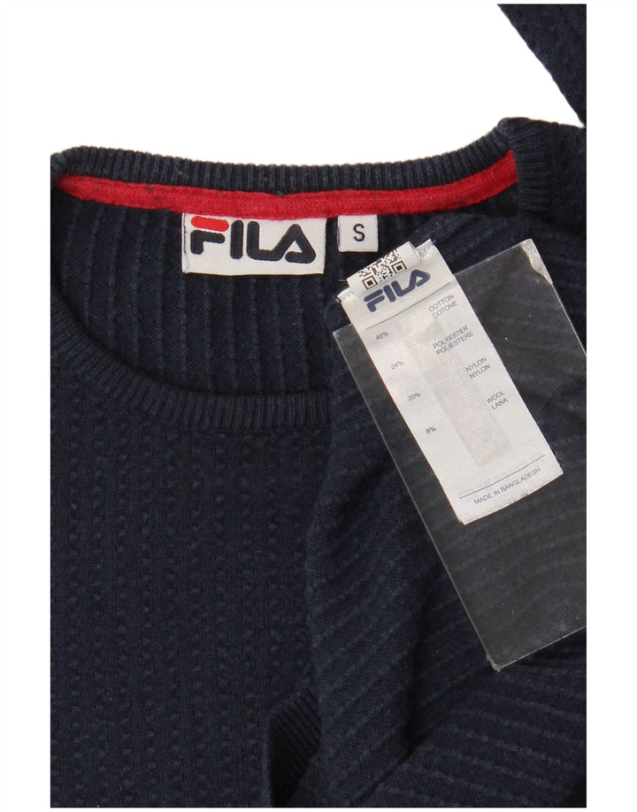 Fila Ανδρικό πουλόβερ με λαιμόκοψη και λαιμόκοψη Μικρό μπλε βαμβακερό