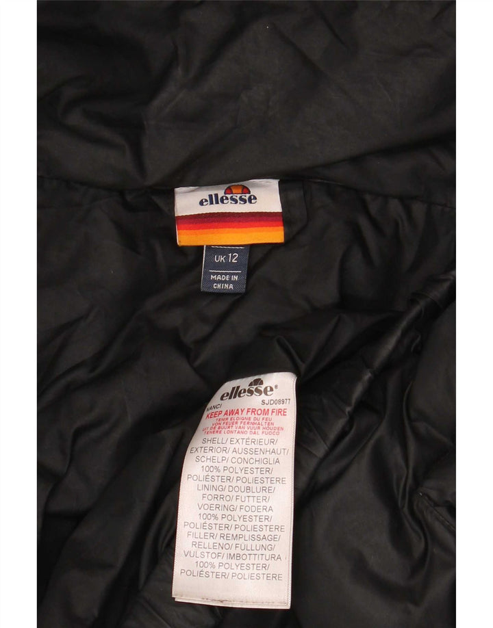 Ellesse γυναικείο μπουφάν με κουκούλα μεγάλου μεγέθους με επένδυση UK 12 μεσαίο μαύρο πολυεστέρα