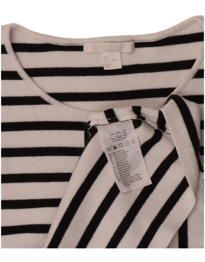 Cos Γυναικείο τοπ μακρυμάνικο UK 10 Small White ριγέ