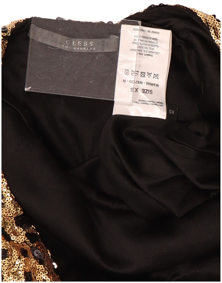 GUESS Γυναικείο μακρυμάνικο φόρεμα με παγιέτα Bodycon UK 6 XS Gold Geometric