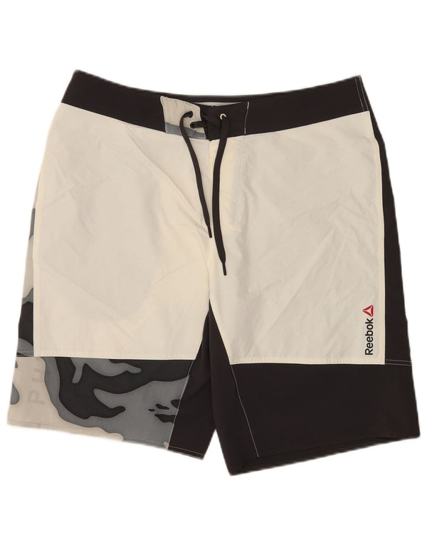 Ανδρικό γραφικό σορτς κολύμβησης Reebok Speedwick, μεσαίο μαύρο χρώμα