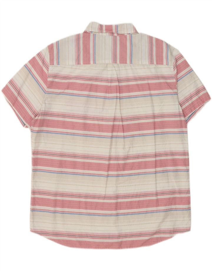 EDDIE BAUER Mens Short Sleeve Shirt Large Pink Striped Cotton Vintage Eddie Bauer and Second-Hand Eddie Bauer from Messina Hembry 