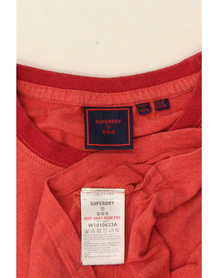 Superdry Γυναικείο T-Shirt Top UK 10 Small Red Cotton