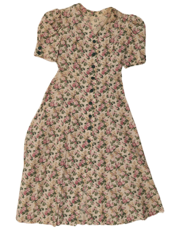 Vintage γυναικείο μάξι πουκάμισο UK 10 Small πολύχρωμο Floral