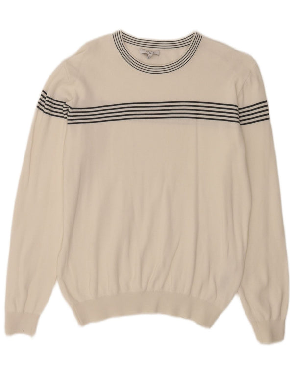 Ανδρικό πουλόβερ Reiss Boat Neck Jumper UK 6 XS Λευκό βαμβακερό ριγέ