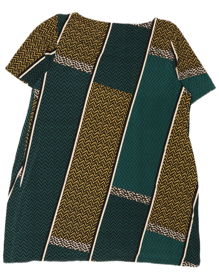 Marks & Spencer Γυναικείο φόρεμα Shift UK 22 3XL Πράσινο πολύχρωμο πολυεστέρα