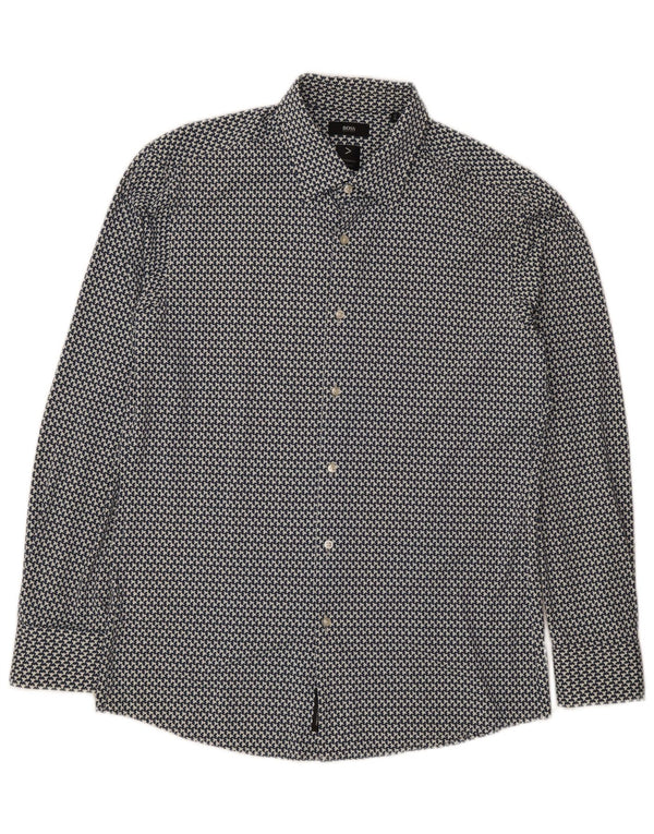 Ανδρικό πουκάμισο Hugo Boss Slim Fit Size 42 16 1/2 Large Blue Geometric Polyamide