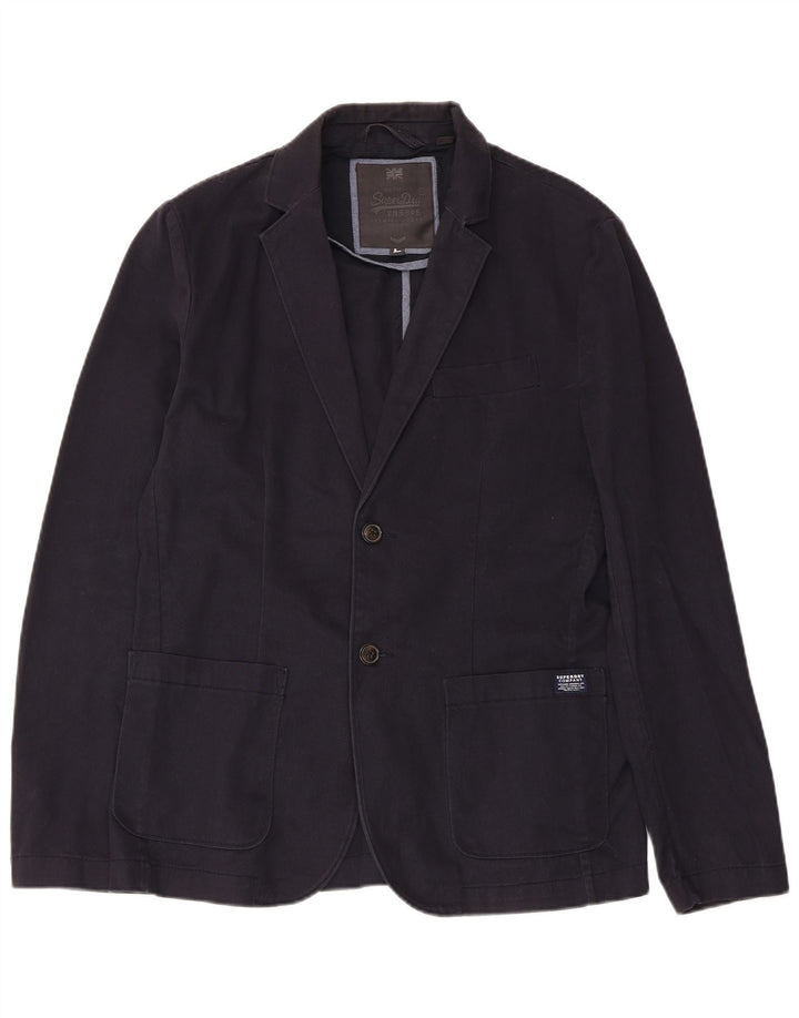 Superdry Ανδρικό μπλέιζερ με 2 κουμπιά μπουφάν UK 40 Large Navy Blue Cotton