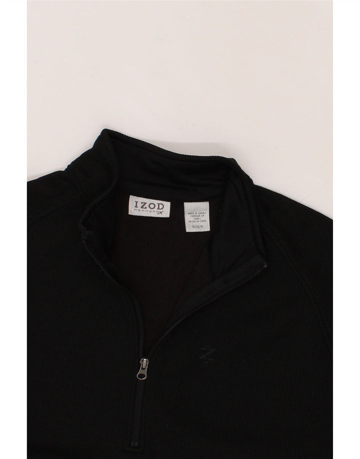 IZOD Mens Zip Neck Sweatshirt Jumper XL Black Polyester Vintage Izod and Second-Hand Izod from Messina Hembry 