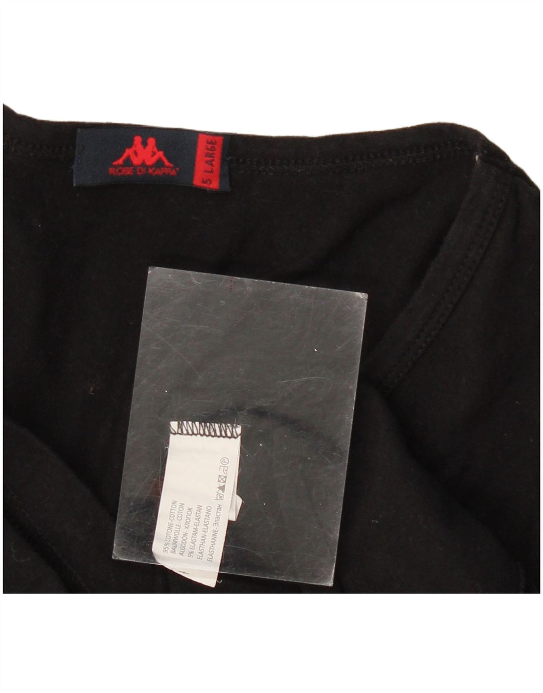 KAPPA Γυναικείο T-Shirt Top UK 14 Large μαύρο βαμβακερό