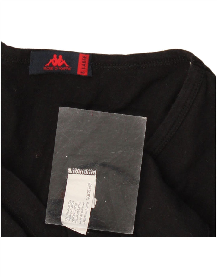 KAPPA Γυναικείο T-Shirt Top UK 14 Large μαύρο βαμβακερό