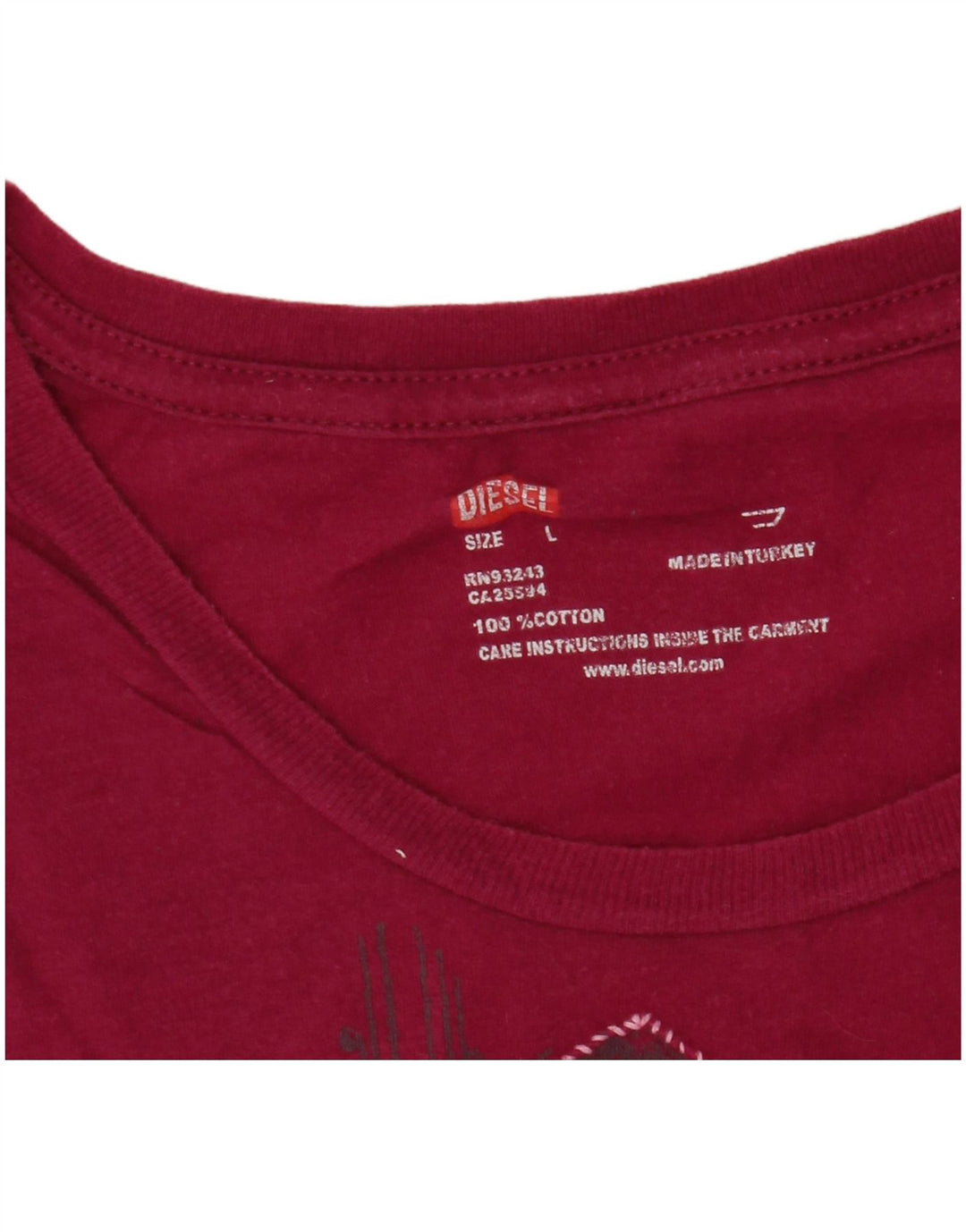 Diesel Γυναικείο γραφικό T-Shirt Top UK 14 μεγάλο ροζ βαμβακερό