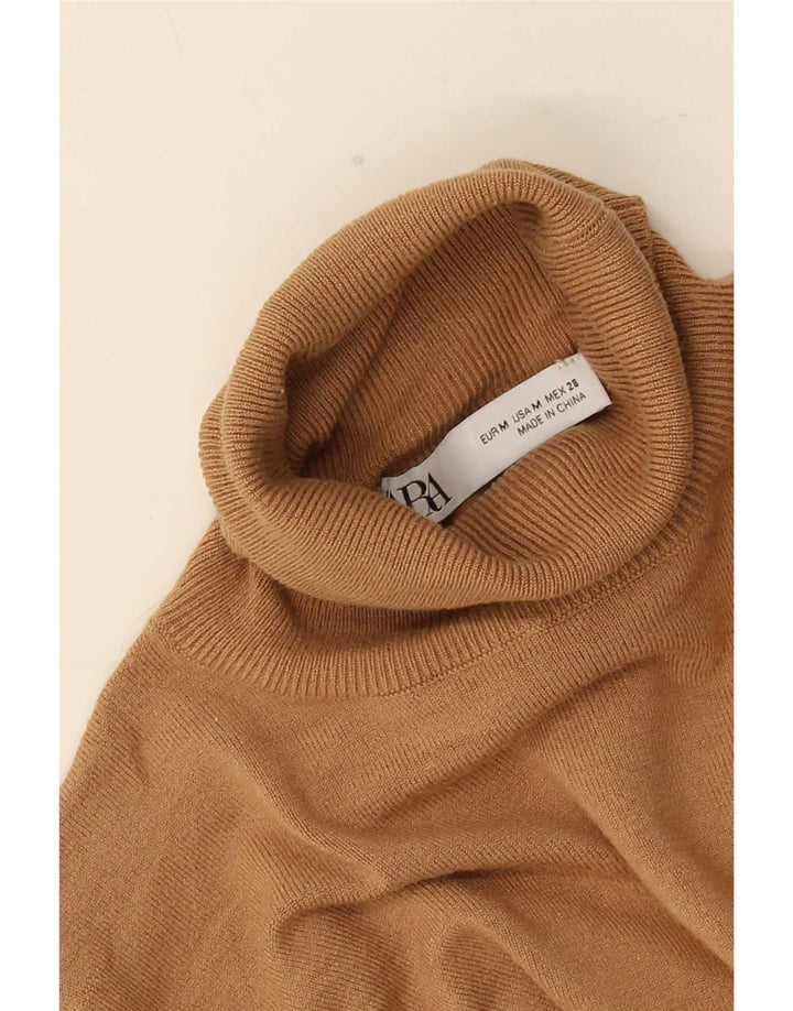 Zara Γυναικείο πουλόβερ με ρολό λαιμόκοψη UK 14 Medium Beige