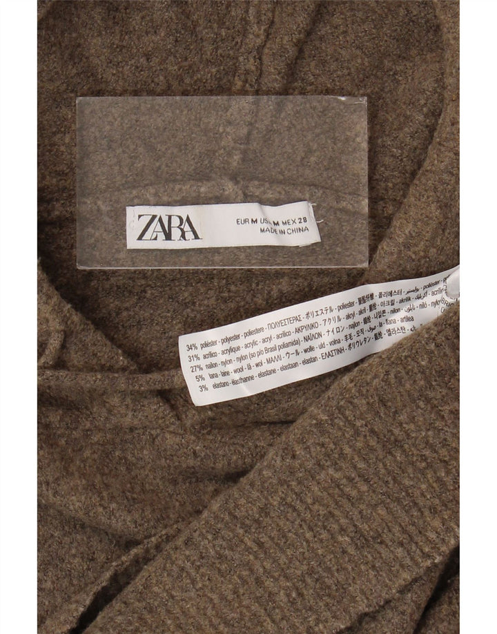 Zara γυναικείο πουλόβερ με κουκούλα υπερμεγέθη Jumper UK 14 Μεσαίο καφέ πολυεστέρας