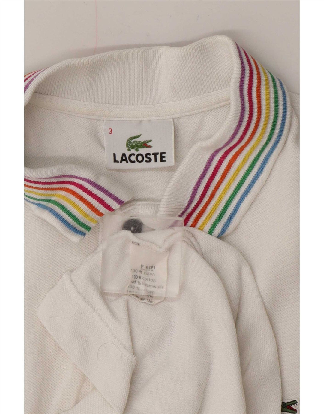 Ανδρικό πουκάμισο πόλο Lacoste, μέγεθος 3, μικρό λευκό βαμβακερό