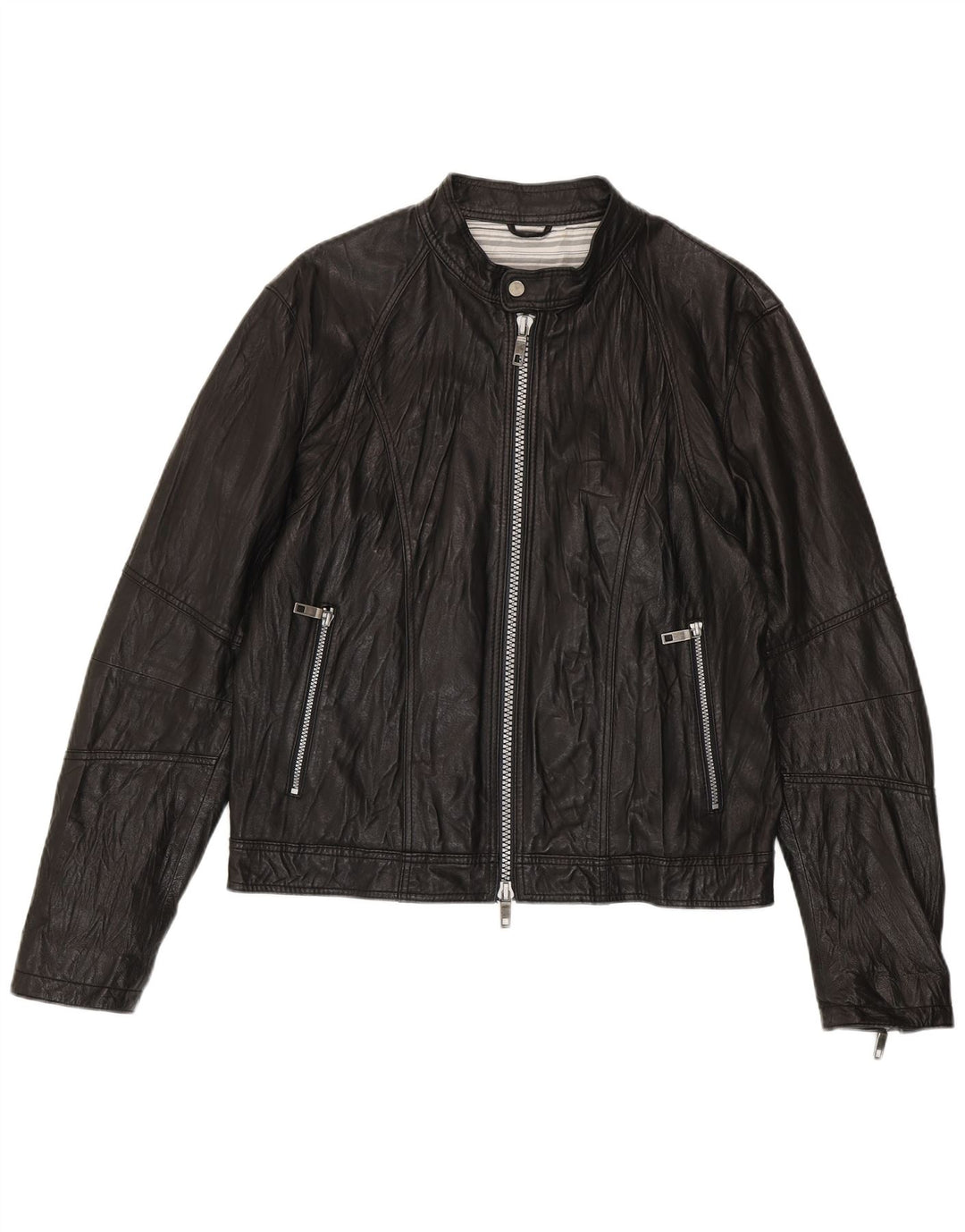 Vintage Ανδρικό Bomber Δερμάτινο Μπουφάν IT 52 XL Μαύρο Δερμάτινο