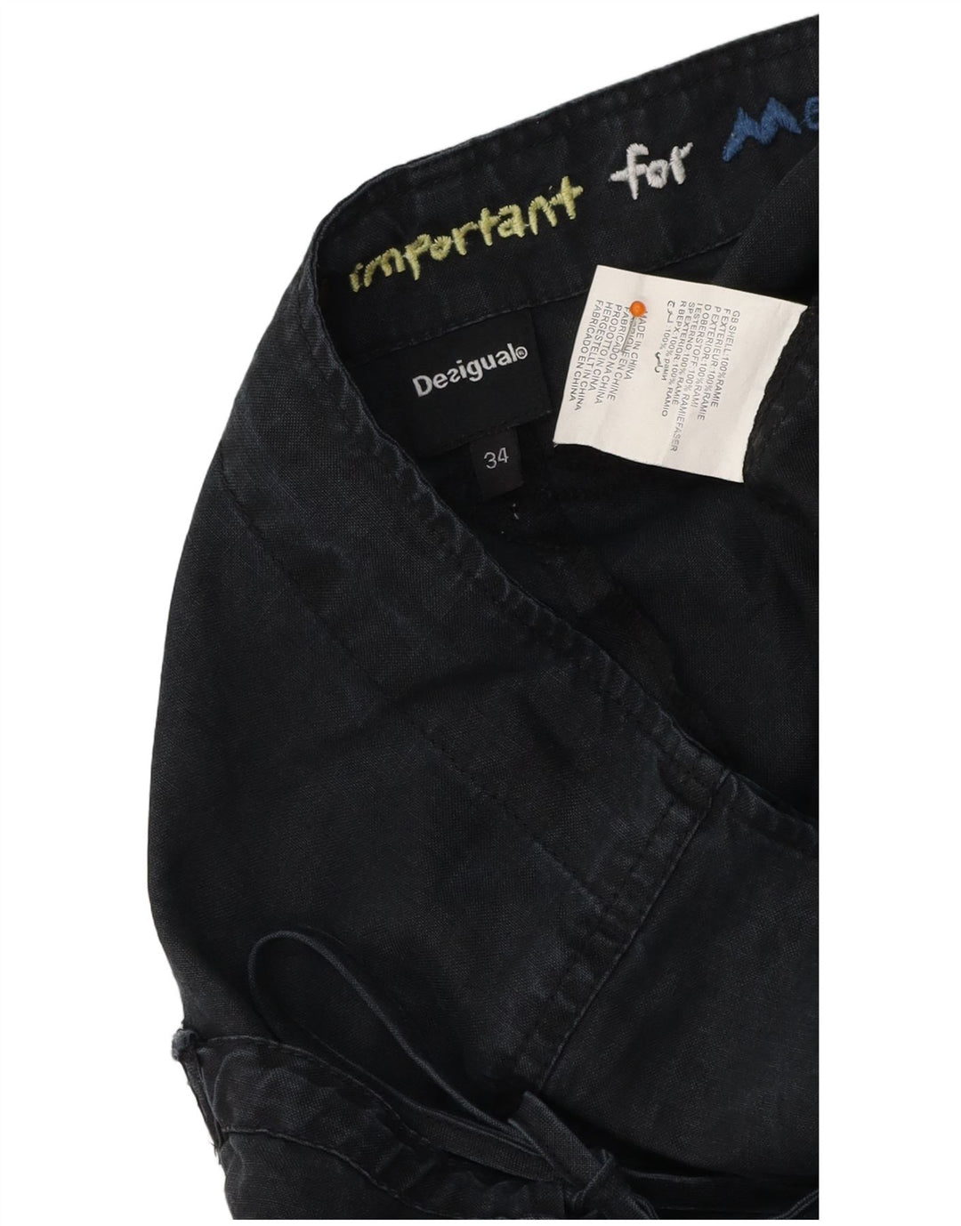 DESIGUAL Γυναικεία γραφικά σορτς Harem Cargo EU 34 XS W30 Black Ramie