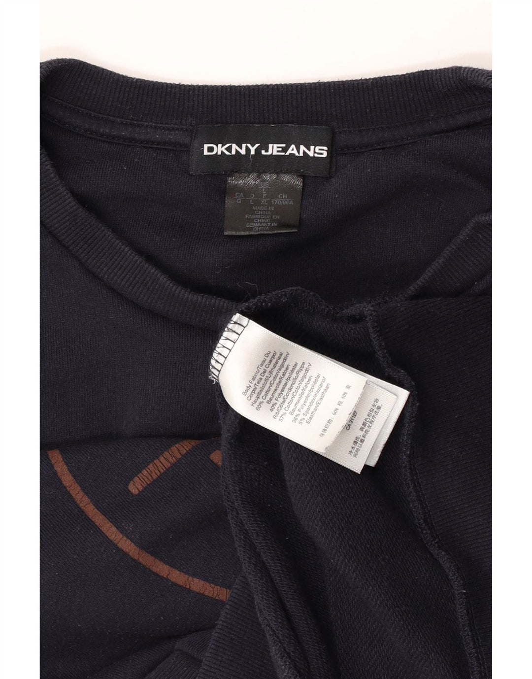 Γυναικείο γραφικό φούτερ Dkny Jumper UK 16 Large Navy Blue από βαμβάκι