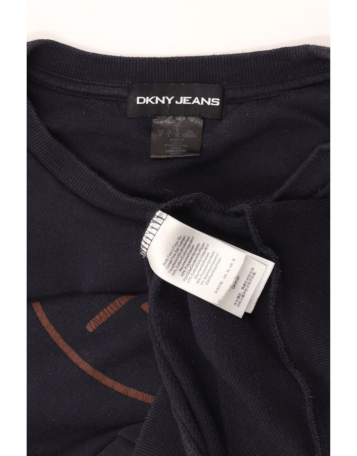 Γυναικείο γραφικό φούτερ Dkny Jumper UK 16 Large Navy Blue από βαμβάκι