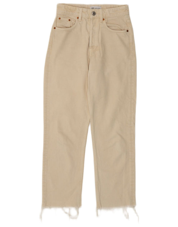 Zara γυναικείο ψηλό ίσιο τζιν EU 34 2XS W24 L26 από λευκό βαμβακερό