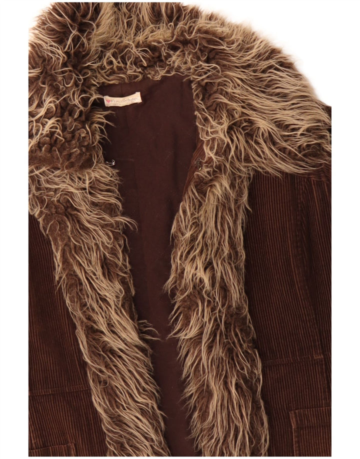 Miss Selfridge Γυναικείο Κοτλέ Παλτό UK 14 Μεγάλο Καφέ Βαμβακερό