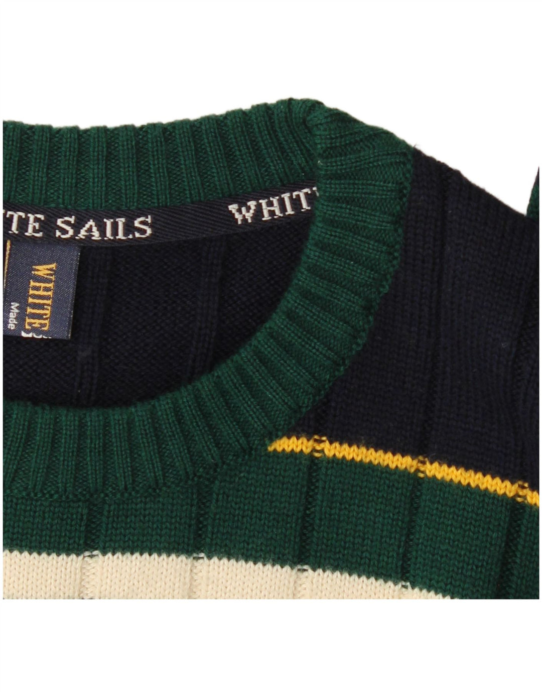 Λευκό Sails Ανδρικό πουλόβερ με λαιμόκοψη 2XL Navy Blue ριγέ