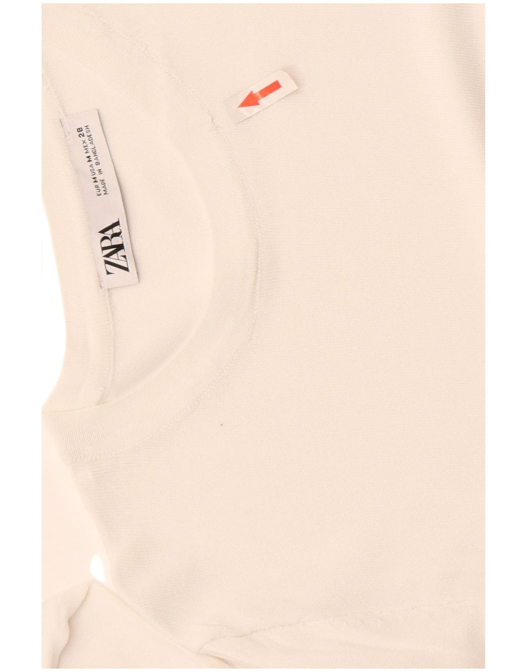 Zara Γυναικεία See Through Top Μακρύ μανίκι UK 12 μεσαία λευκή βισκόζη