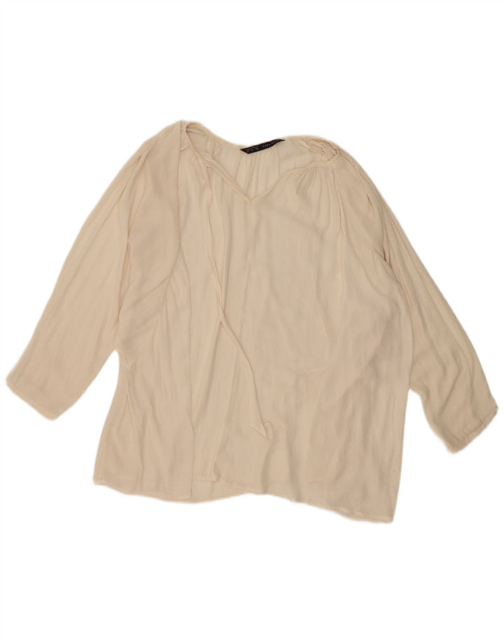 Zara Γυναικεία μακρυμάνικη μπλούζα oversized μπλούζα UK 16 Large Off White