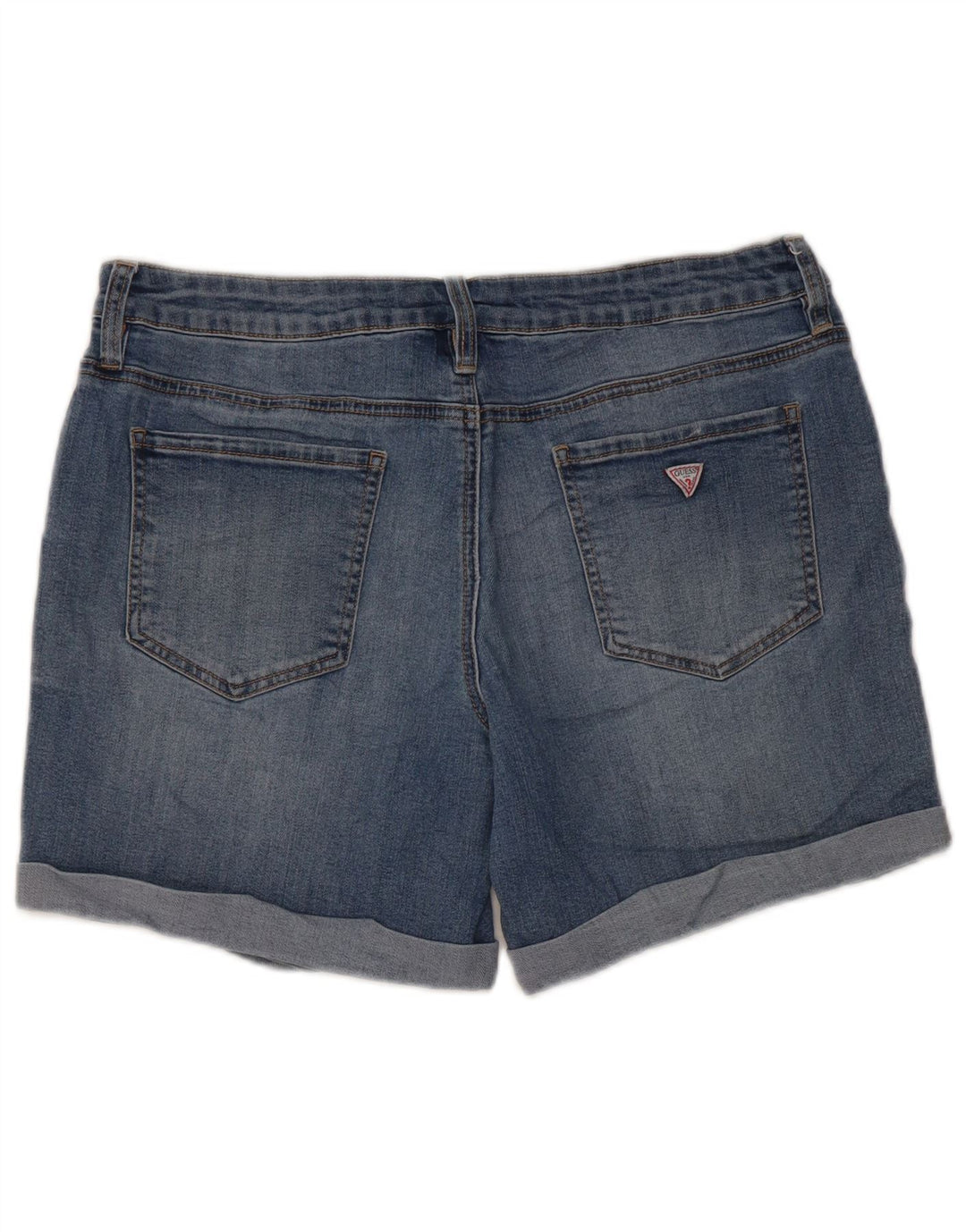 Γυναικείο τζιν σορτς Guess με χαμηλόμεσο W31 μεσαίο μπλε βαμβακερό