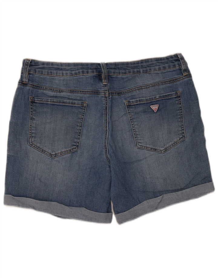 Γυναικείο τζιν σορτς Guess με χαμηλόμεσο W31 μεσαίο μπλε βαμβακερό