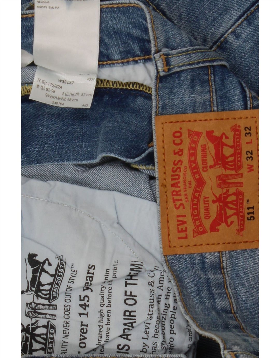 Levi's Mens 511 Slim Jeans W32 L32 Blue Cotton