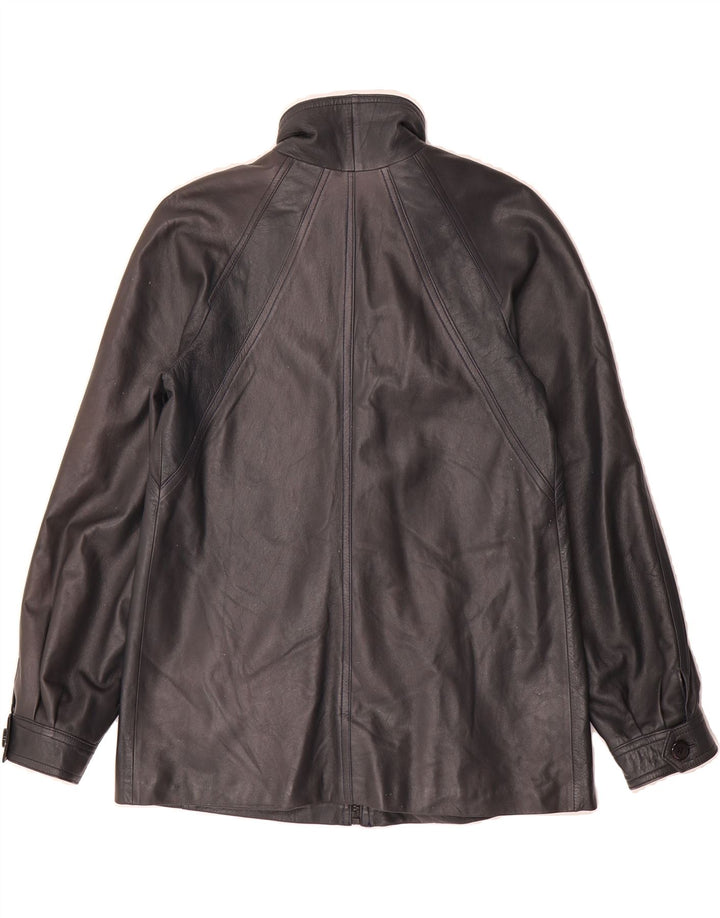 VINTAGE Womens Leather Jacket UK 8 Small Grey Vintage Vintage and Second-Hand Vintage from Messina Hembry 