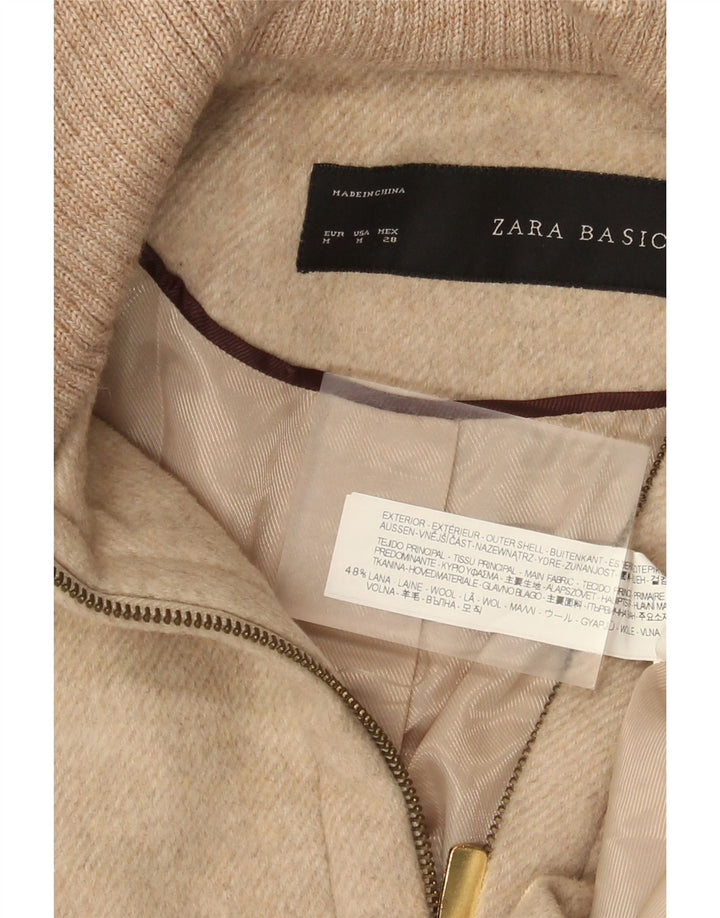 Zara Γυναικείο Πανωφόρι με κουκούλα UK 12 μεσαίο μπεζ μαλλί