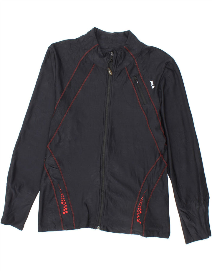 FILA Womens Tracksuit Top Jacket UK 12 Medium Black Polyester Vintage Fila and Second-Hand Fila from Messina Hembry 