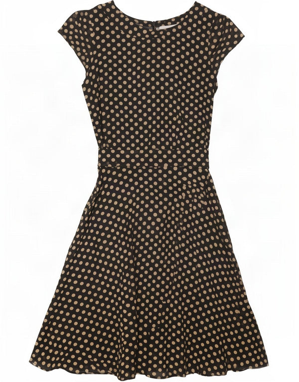 Wallis Womens A-Line Dress UK 12 Medium Black Polka Dot Polyester