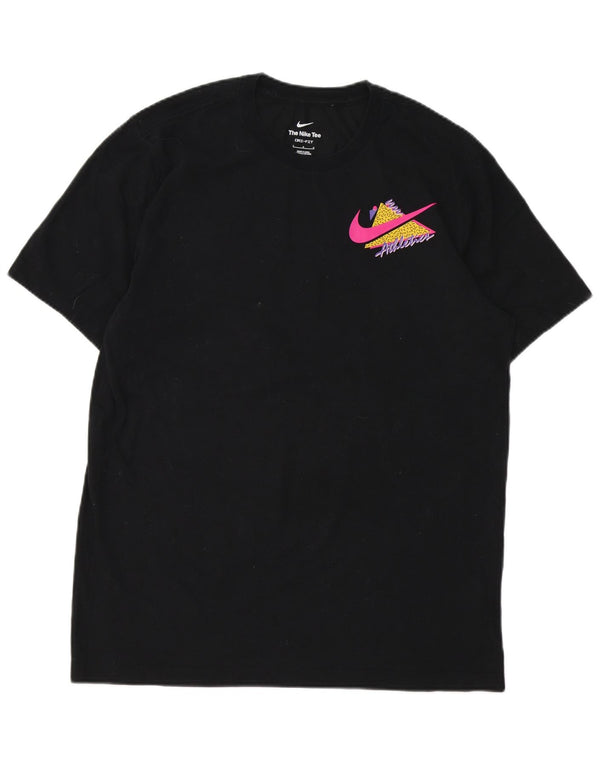 Ανδρικό γραφικό μπλουζάκι Nike, μεγάλο μαύρο βαμβακερό