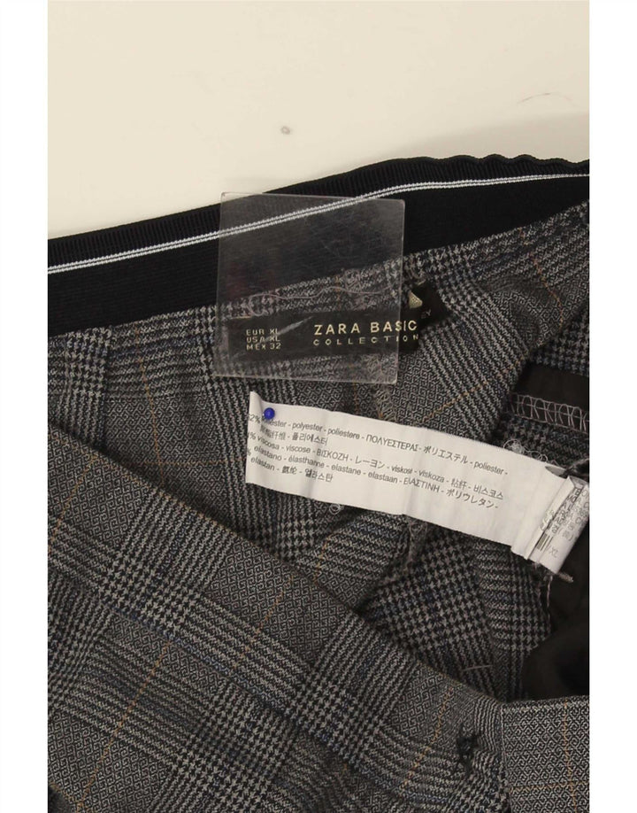 Zara Γυναικείο Slim Chino Παντελόνι XL W32 L27 Grey Check Polyester