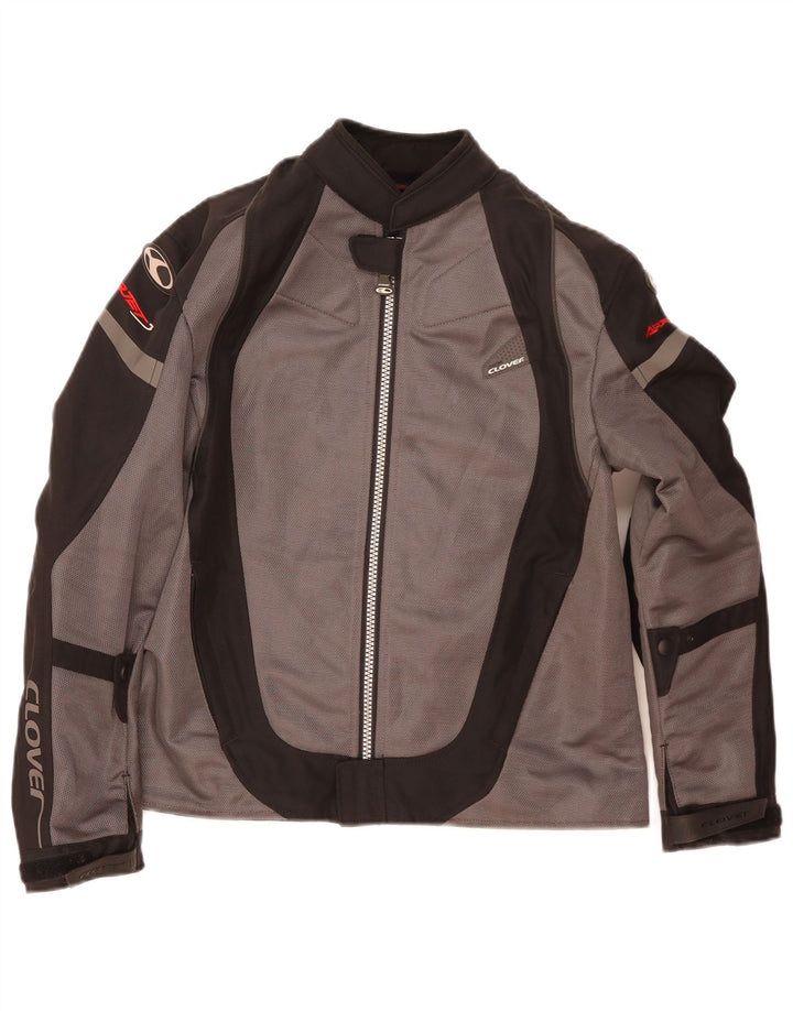 Clover Womens Motorcycle Jacket Racer UK 14 Medium Grey Colourblock