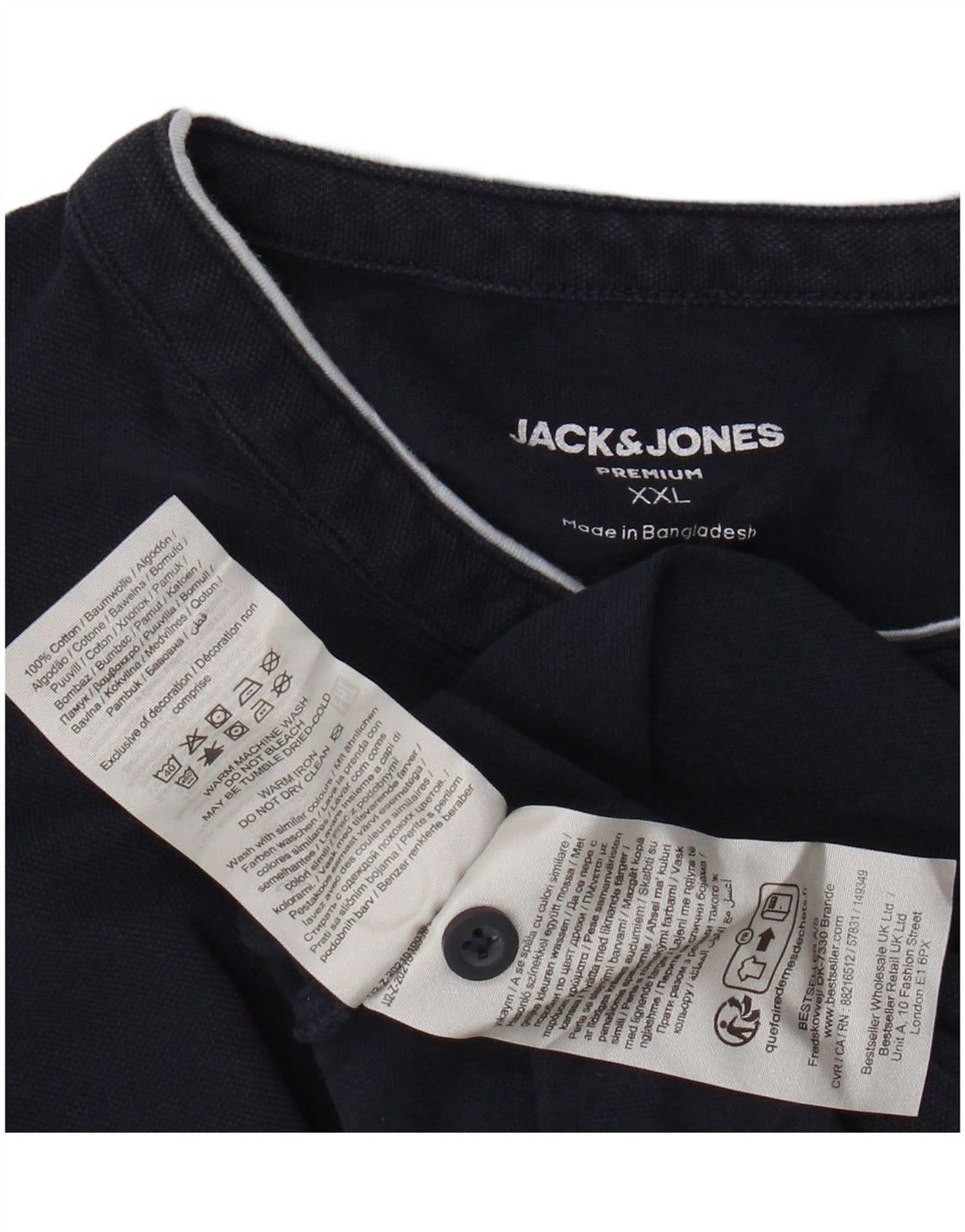 Ανδρικό μπλουζάκι πόλο JACK & JONES 2XL Navy Blue βαμβακερό