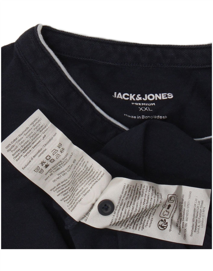 Ανδρικό μπλουζάκι πόλο JACK & JONES 2XL Navy Blue βαμβακερό