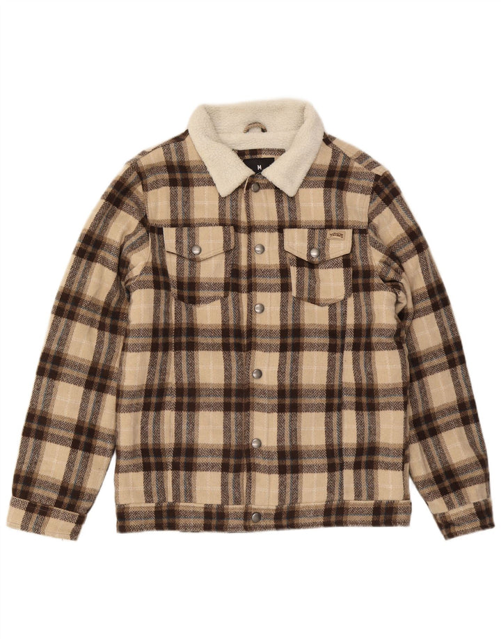 Vintage Ανδρικό Sherpa Jacket UK 38 Medium Beige Check Polyester