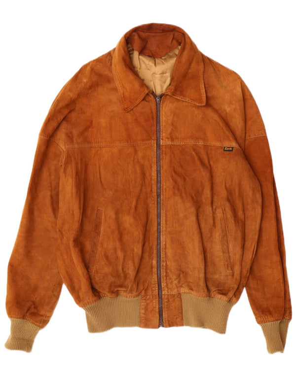 ESSEBI Ανδρικό Suede Bomber Jacket UK 40 Large Brown Δερμάτινο