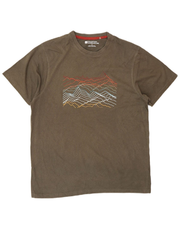 Ανδρικό γραφικό T-Shirt Mountain Warehouse Top Medium Khaki Cotton
