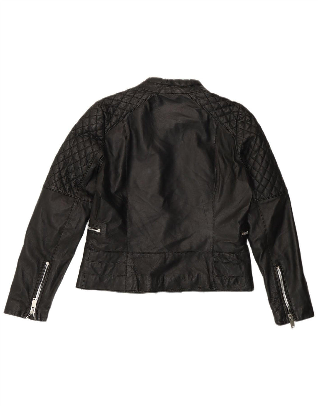 Mango Γυναικείο Δερμάτινο Μπουφάν Biker UK 16 Μεγάλο Δερμάτινο Μαύρο