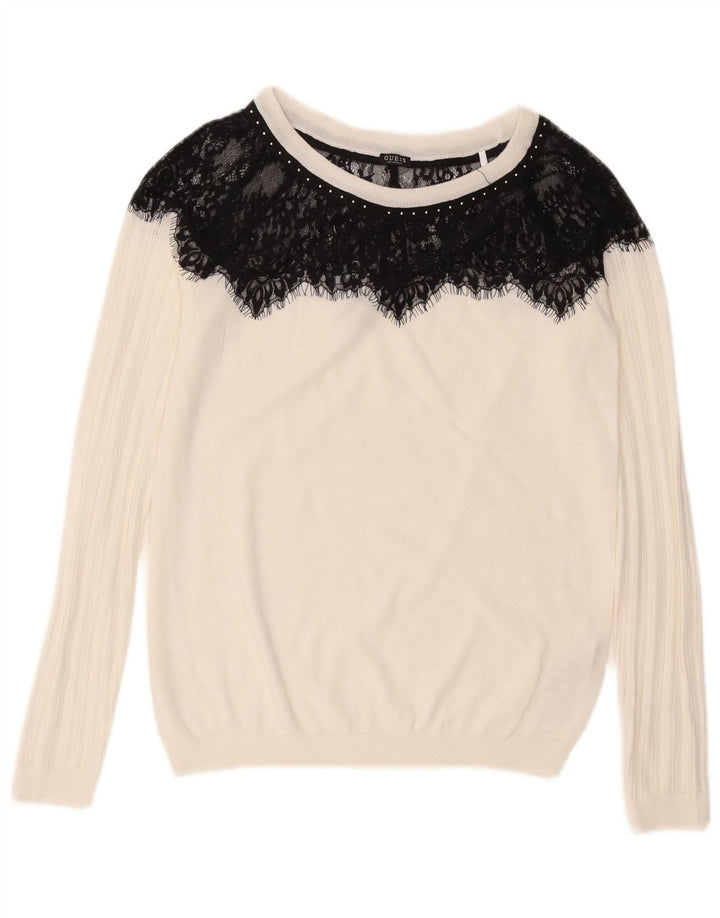 Γυναικείο πουλόβερ Guess Boat Neck Jumper UK 12 Medium White Colourblock