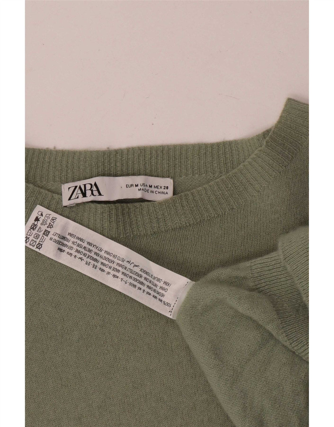 Zara Γυναικείο πουλόβερ με λαιμόκαυστο UK 14 Medium Khaki Wool