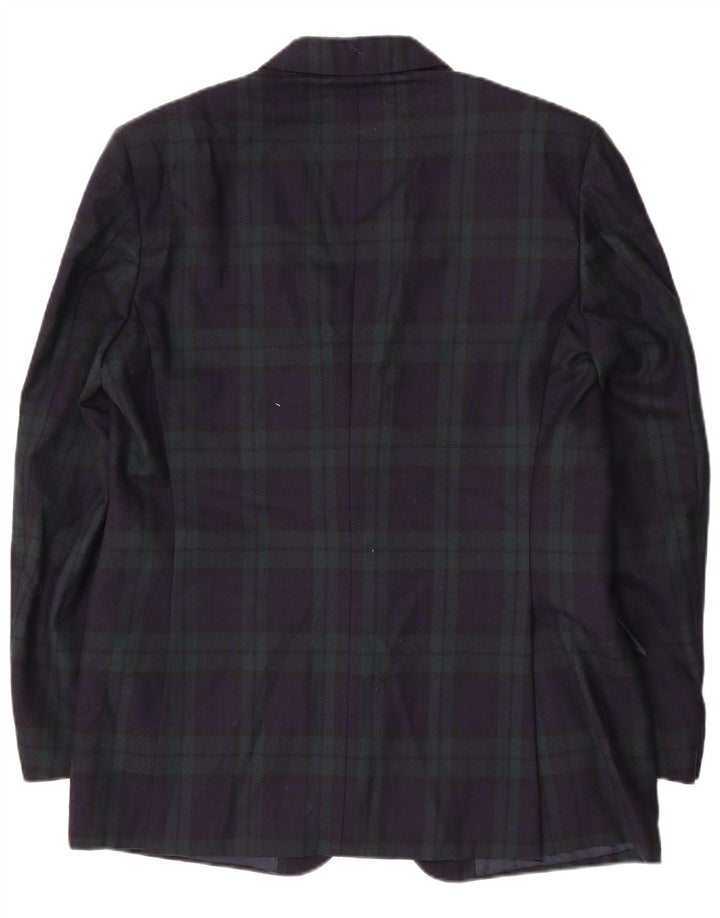 Vintage Ανδρικό τζάκετ σακάκι με 2 κουμπιά IT 54 2XL Navy Blue καρό μαλλί